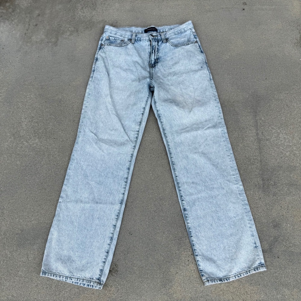 Aeropostale Baggy Jeans Men 30/34 Light Acid Wash Wide Leg Denim Blue Cotton